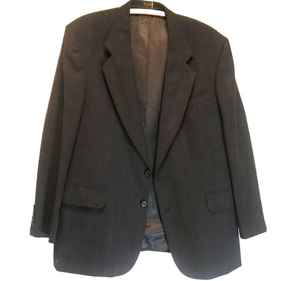Oscar de la Renta Menswear Men's Black Wool Blazer Sport Jacket Size 46R